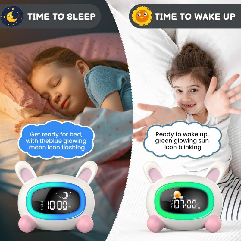 Kids Alarm Clock Sleep Trainer with Sound Machine & Voice Control