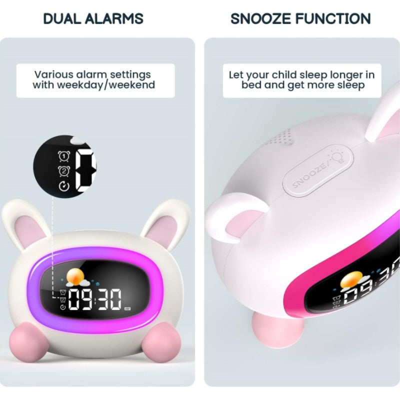 Kids Alarm Clock Sleep Trainer with Sound Machine & Voice Control