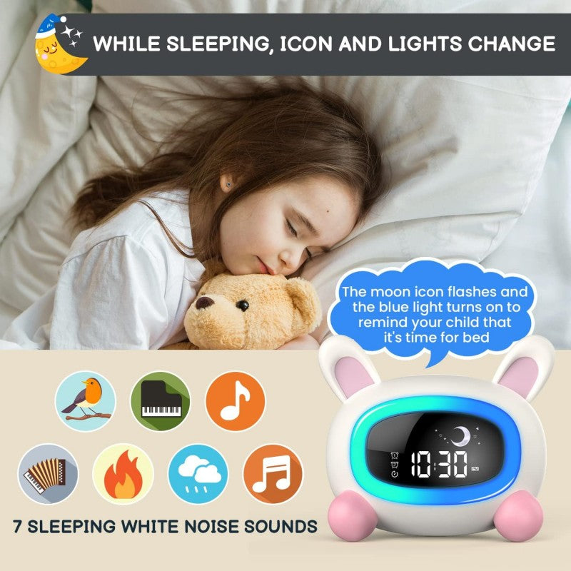 Kids Alarm Clock Sleep Trainer with Sound Machine & Voice Control