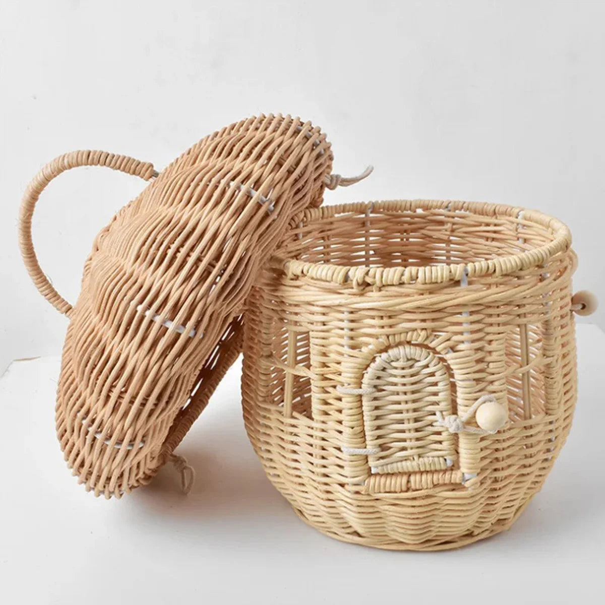 Mushroom Rattan Tote Bag: Handmade Wicker Basket