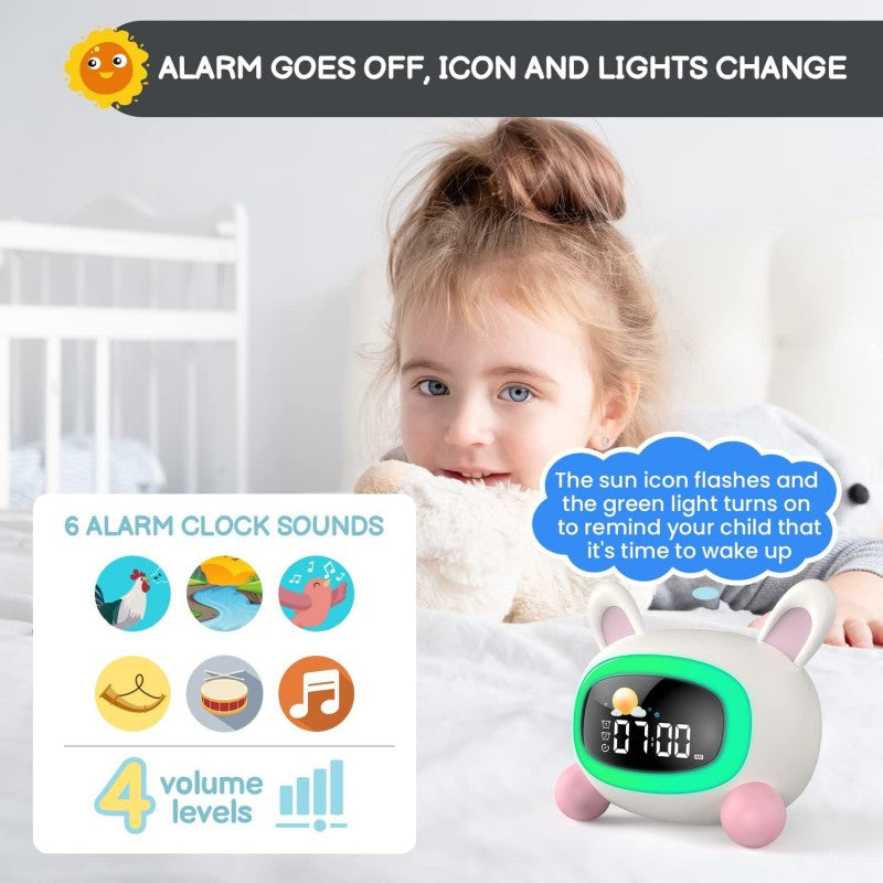 Kids Alarm Clock Sleep Trainer with Sound Machine & Voice Control